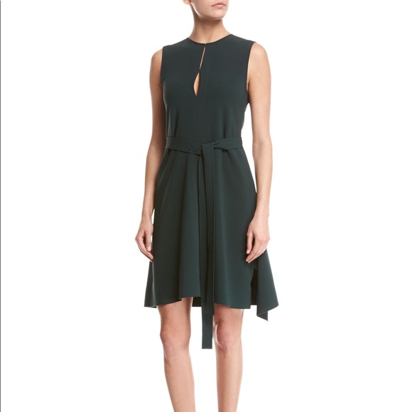 Theory Desza Admiral Crepe Dress in Hunter Green - Picture 9 of 10